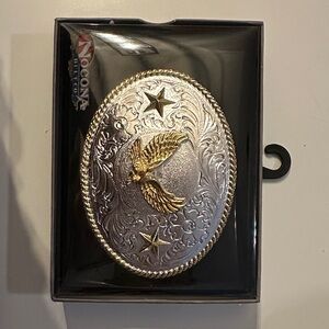 Nocona Silver and Gold Eagle Belt Buckle NWT